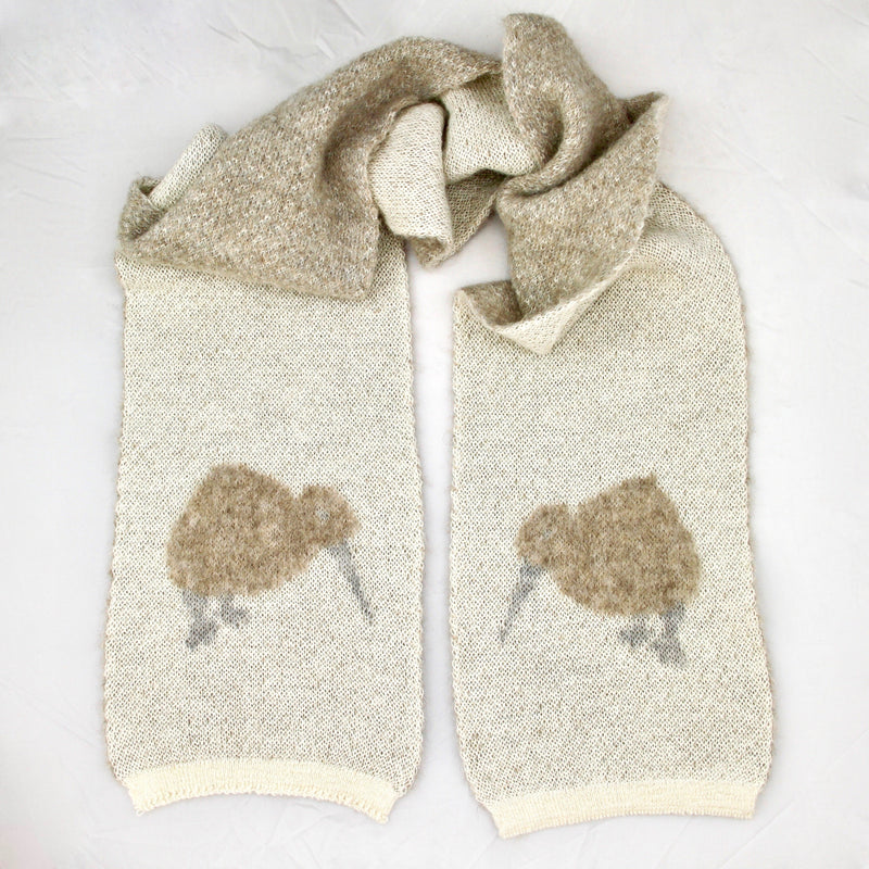 Brushed alpaca kiwi scarf - kapeka nz