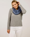 Woman wearing ice Merinosilk Loop Scarf - Kapeka NZ