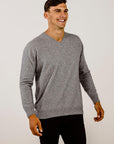 Man wearing a Cashmere V Neck Sweater - Kapeka NZ