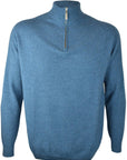 Merinosilk Classic blue Zip Neck Sweater