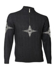 Charcoal zip sweater with snowflake pattern