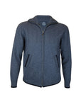 Blue zip-up hoodie on a white background
