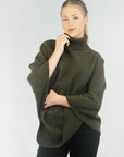 Merinosilk Rib Neck Plain Poncho