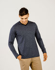 Striped Merino V Neck Long Sleeve T-Shirt - Kapeka NZ