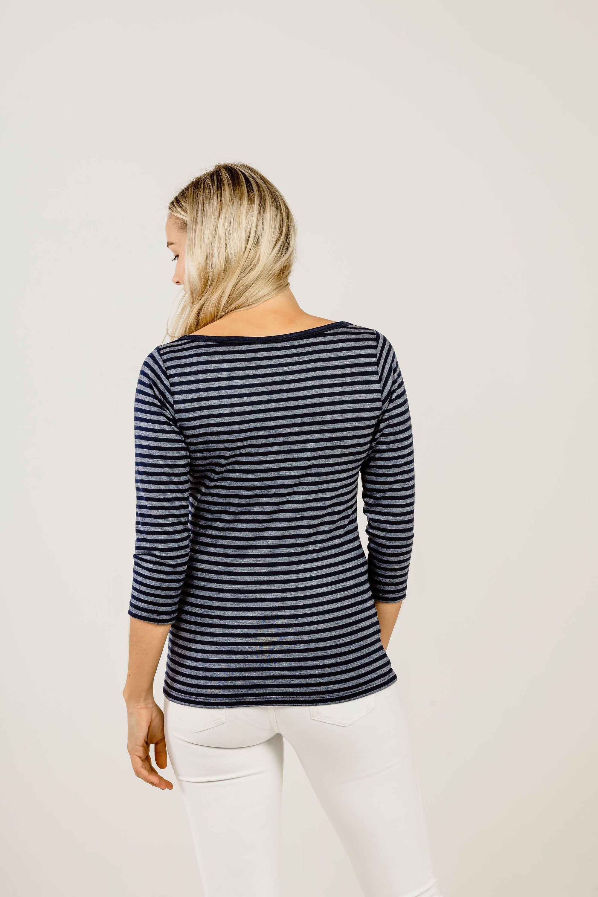 Striped Merino Boat Neck Shirt - Kapeka NZ