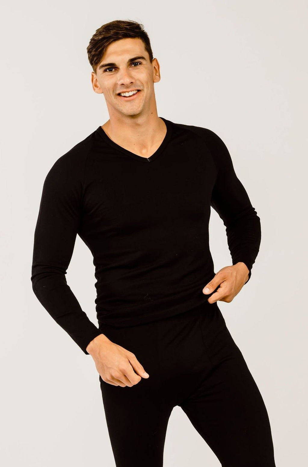 Mens Merino Long-Sleeved V-Neck Thermal Shirt - Kapeka NZ