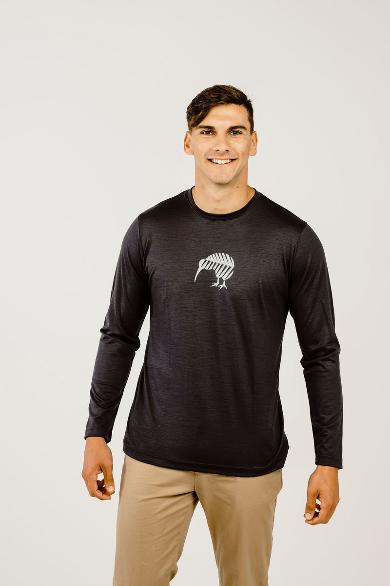 Merino Kiwi Long Sleeve Mens T-Shirt - Kapeka NZ
