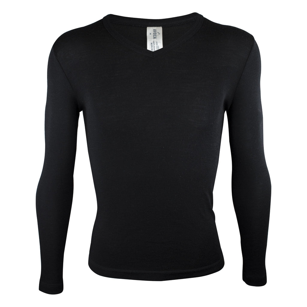 Mens Merino Long-Sleeved V-Neck Thermal Shirt - Kapeka NZ